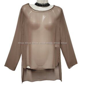 Pink Violet Taupe Sheer Oversized Blouse Top Cover-Up Size S